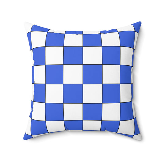 Royal Blue, White Retro Check Cushion Pillow