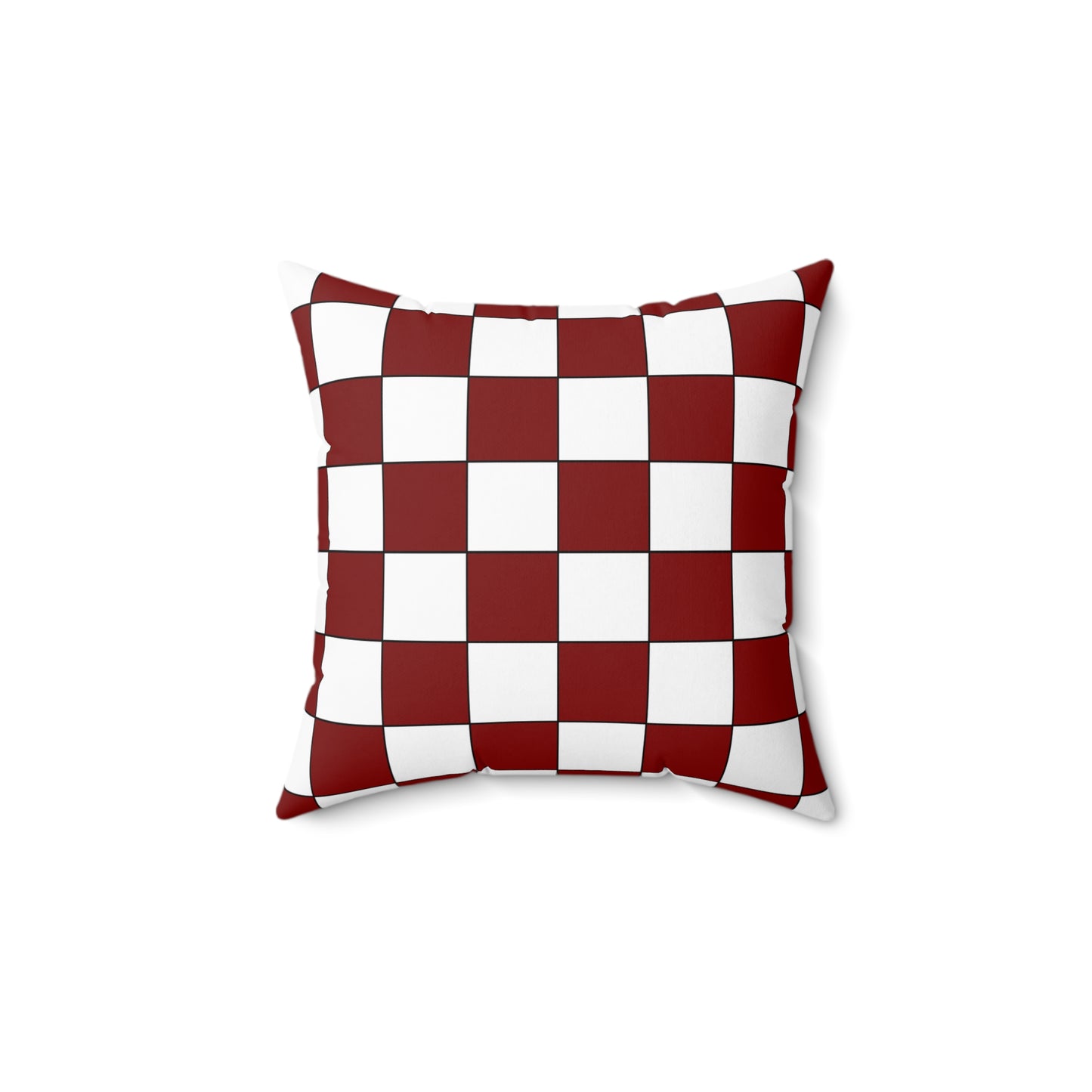 Maroon, White Retro Check Cushion Pillow