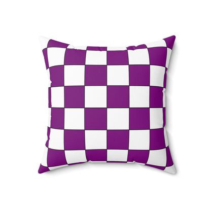 Purple, White Retro Check Cushion Pillow