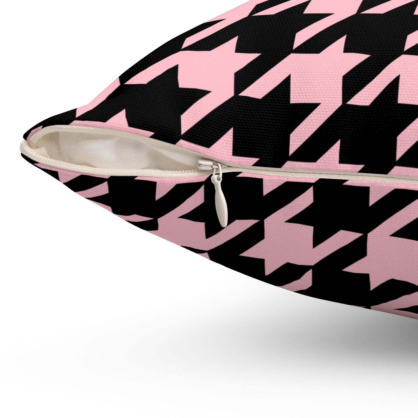 Pink, Black Retro Houndstooth Cushion Pillow