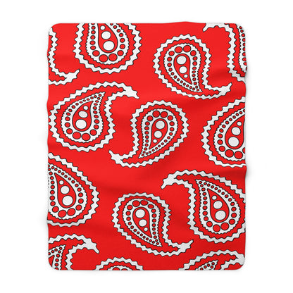 Red, White Retro Paisley Blanket Throw