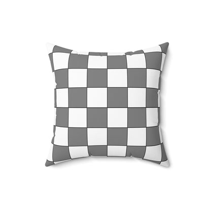 Grey, White Retro Check Cushion Pillow