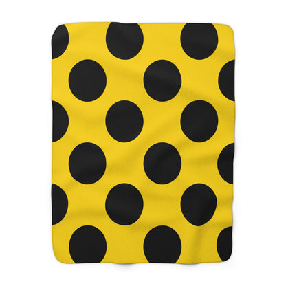 Gold, Black Retro Polka Dots Blanket Throw