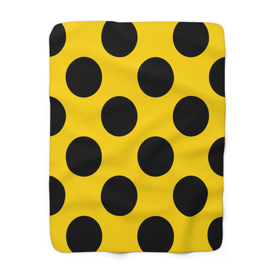 Gold, Black Retro Polka Dots Blanket Throw