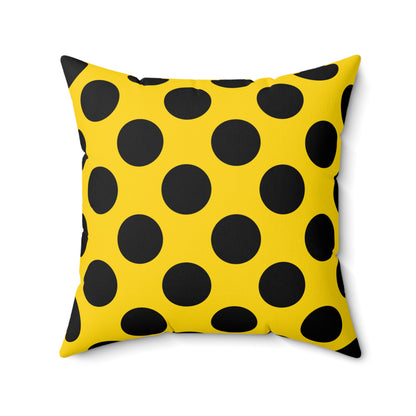 Gold, Black Retro Polka Dots Cushion Pillow
