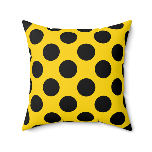 Gold, Black Retro Polka Dots Cushion Pillow