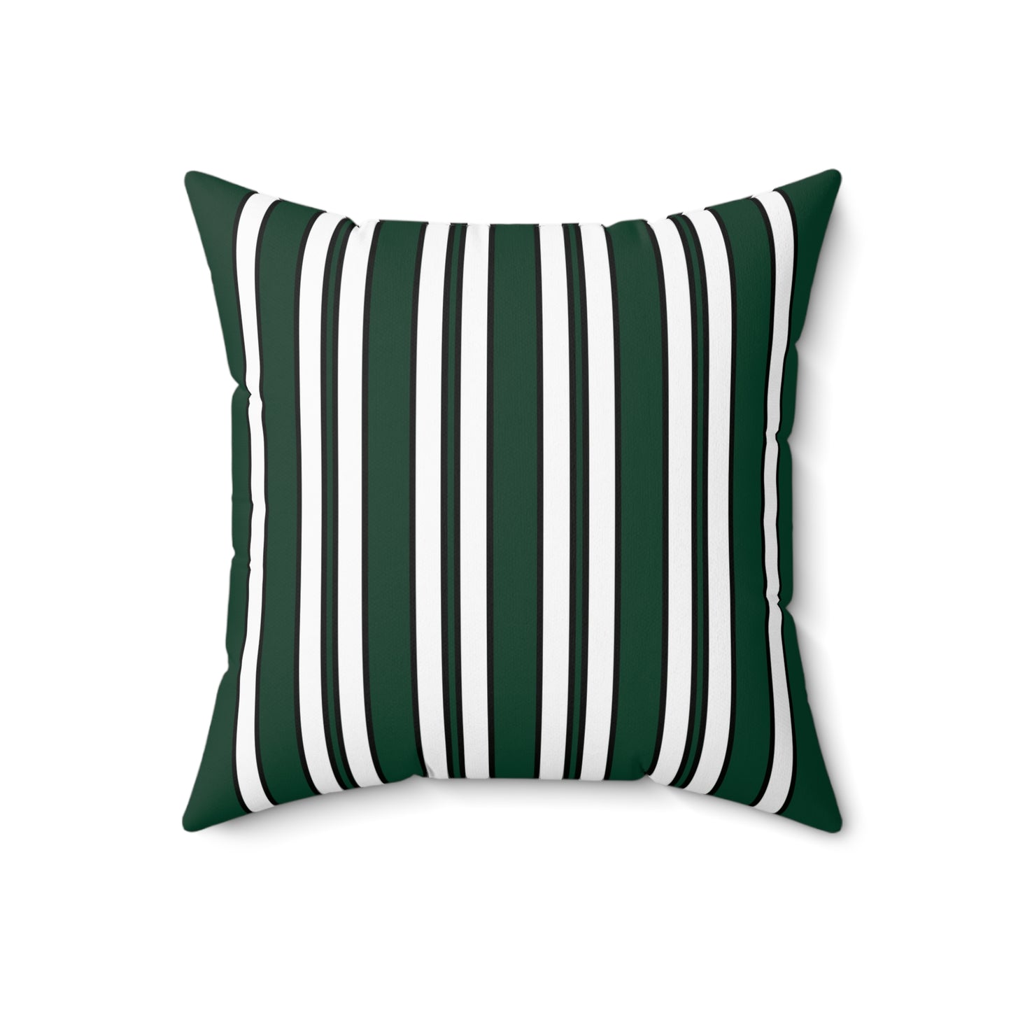 Dark Green, White Retro Stripes Cushion Pillow