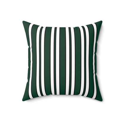 Dark Green, White Retro Stripes Cushion Pillow