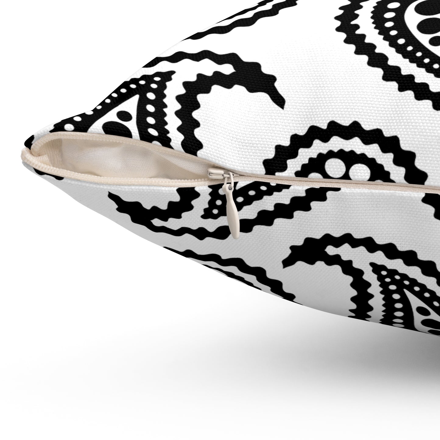 White, Black Retro Paisley Cushion Pillow