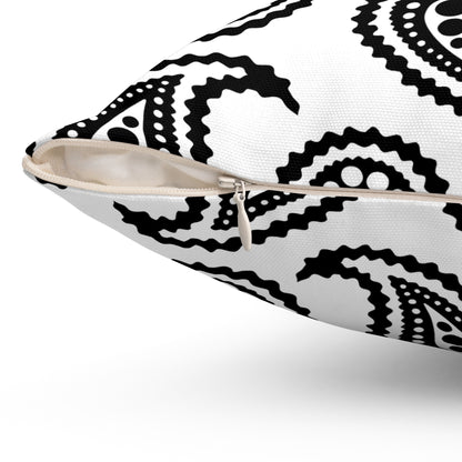 White, Black Retro Paisley Cushion Pillow