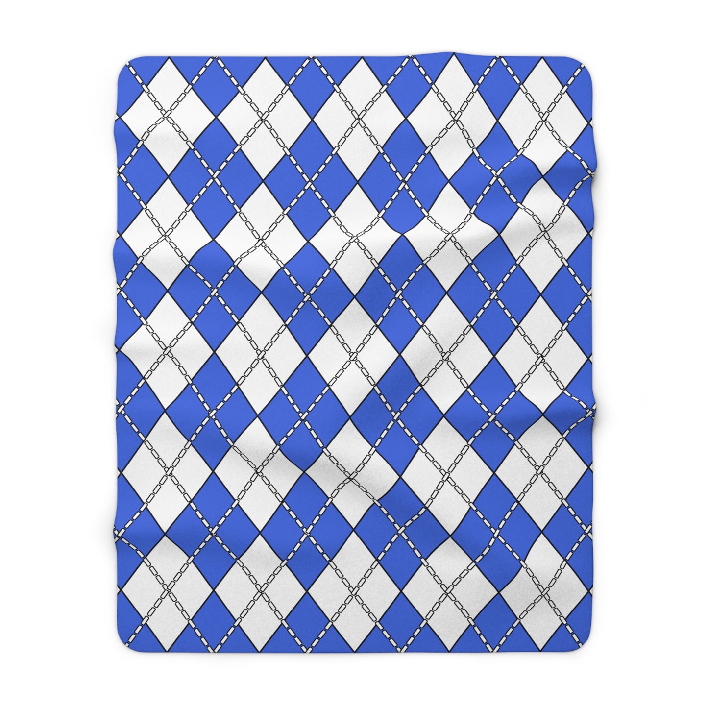 Royal Blue, White Retro Argyle Blanket Throw