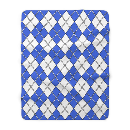 Royal Blue, White Retro Argyle Blanket Throw