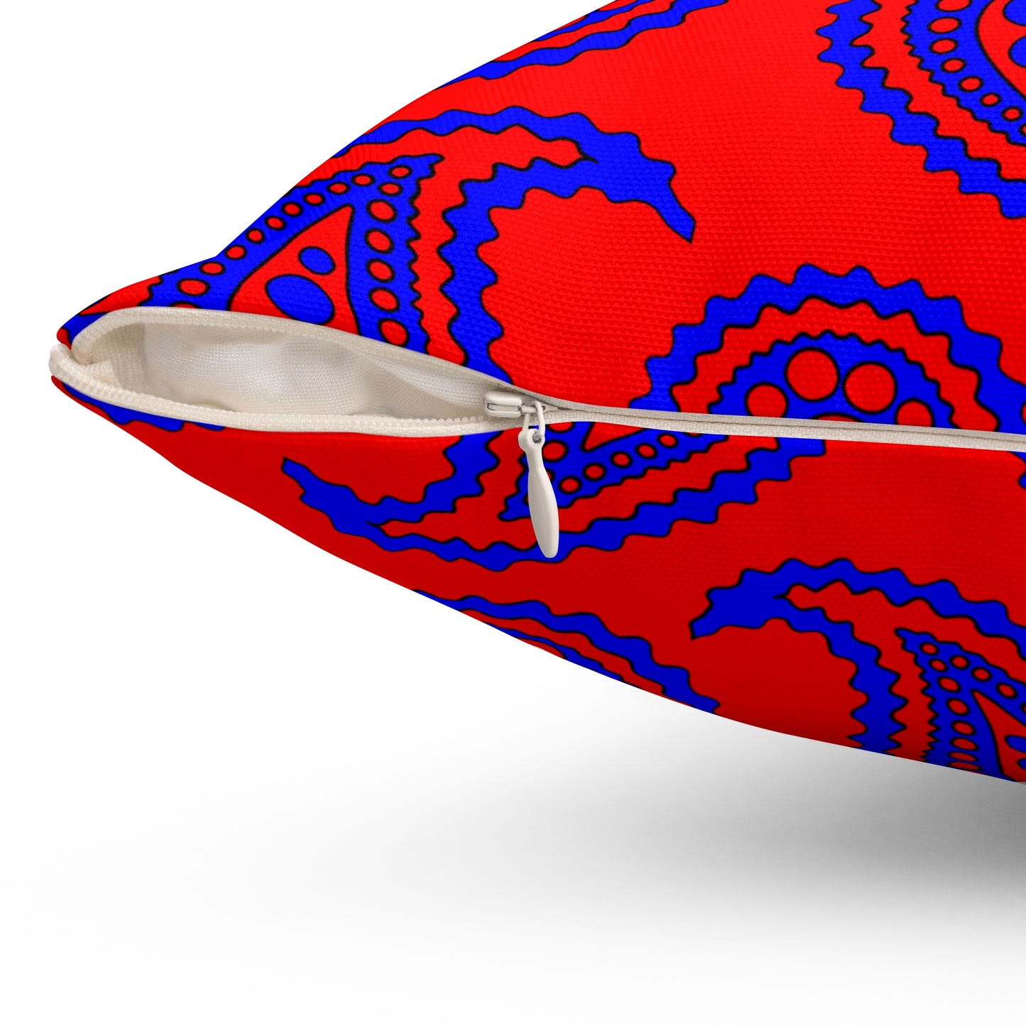 Red, Blue Retro Paisley Cushion Pillow