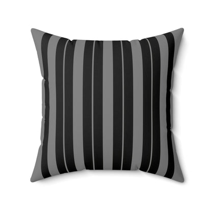Grey, Black Retro Stripes Cushion Pillow