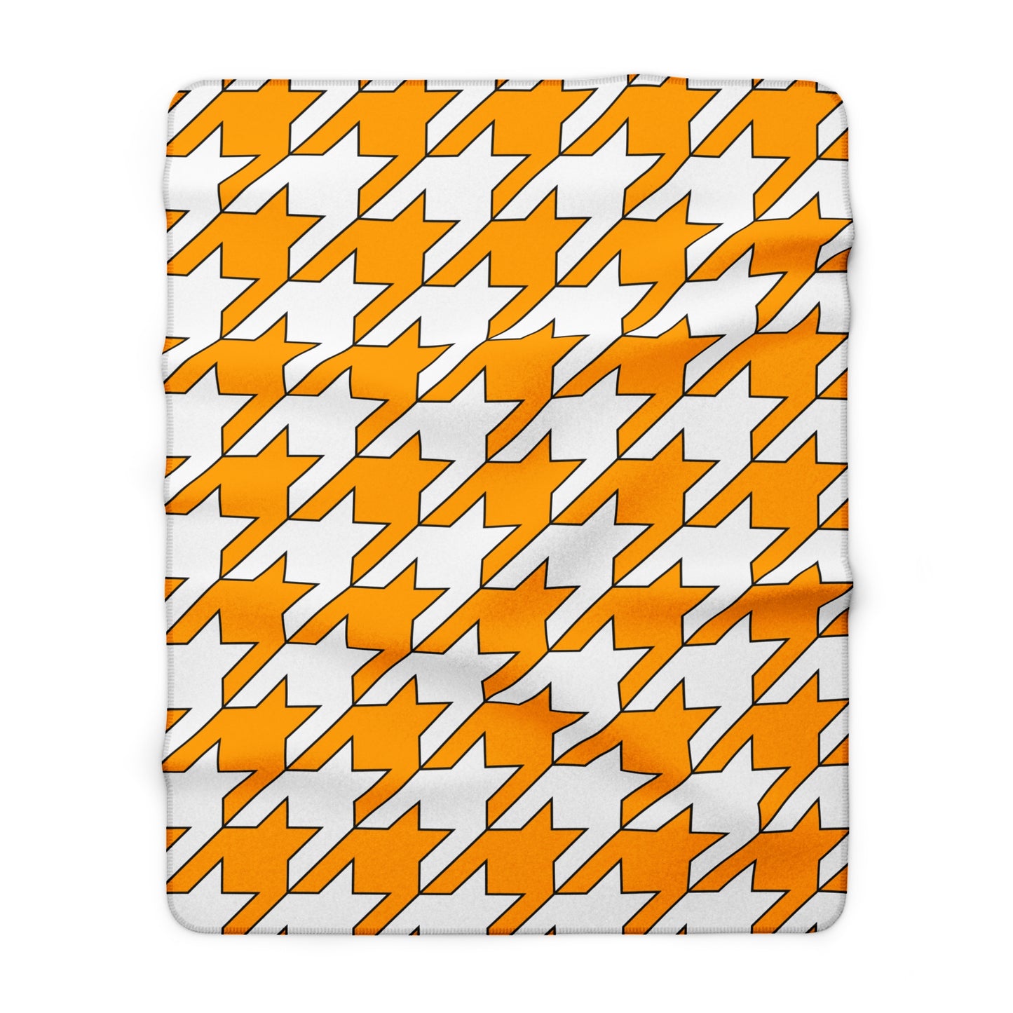 Orange, White Retro Houndstooth Blanket Throw