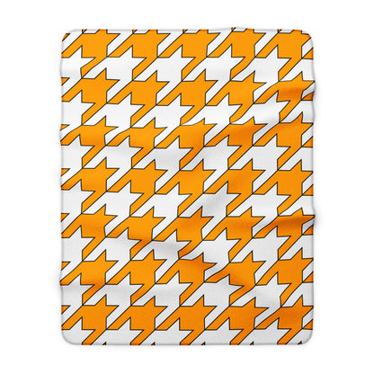 Orange, White Retro Houndstooth Blanket Throw