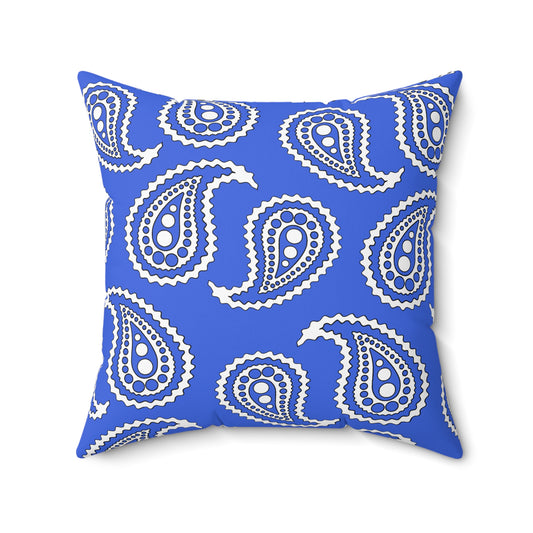 Royal Blue, White Retro Paisley Cushion Pillow