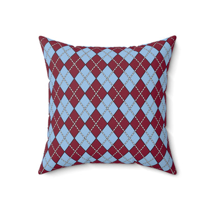 Claret, Blue Retro Argyle Cushion Pillow