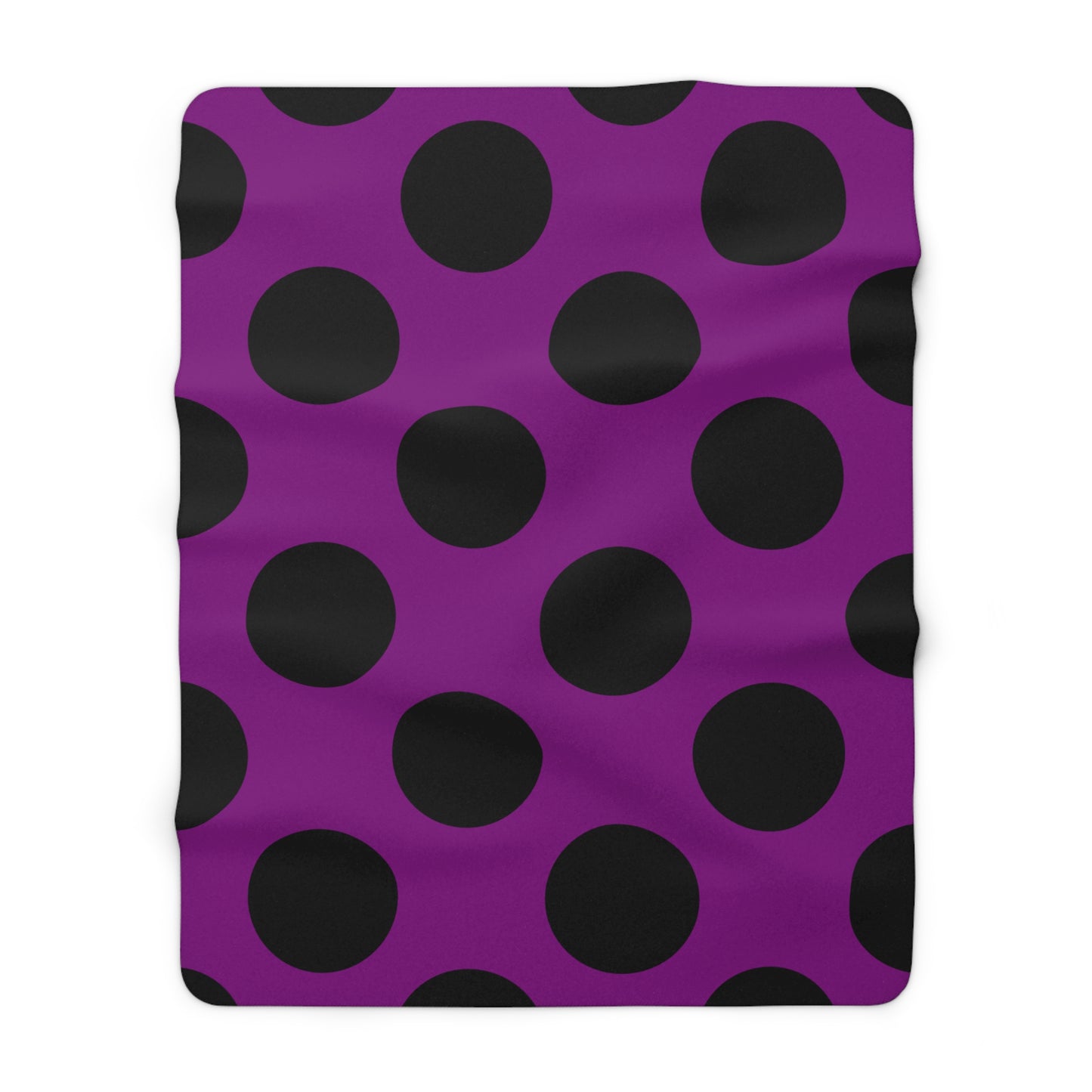 Purple, Black Retro Polka Dots Blanket Throw
