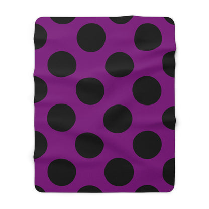 Purple, Black Retro Polka Dots Blanket Throw