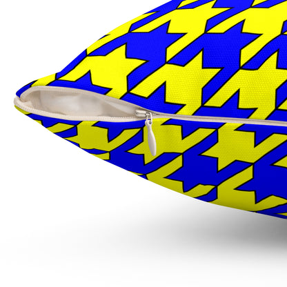 Blue, Yellow Retro Houndstooth Cushion Pillow