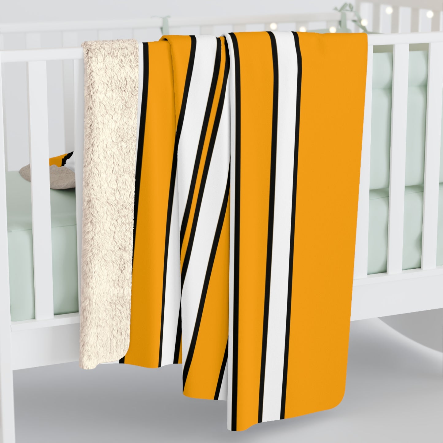 Orange, White Retro Stripes Blanket Throw