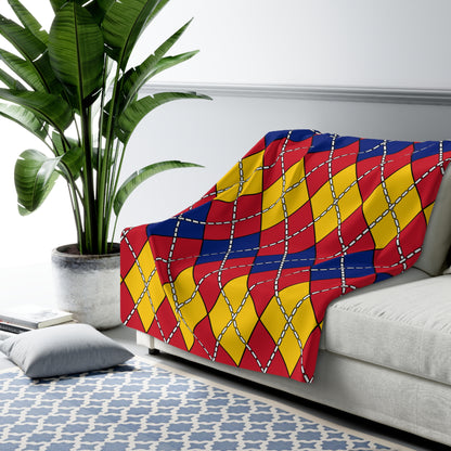 Venezuela Retro Argyle Blanket Throw