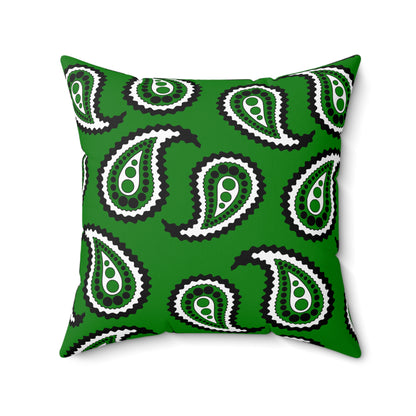 Green, Black, White Retro Paisley Cushion Pillow