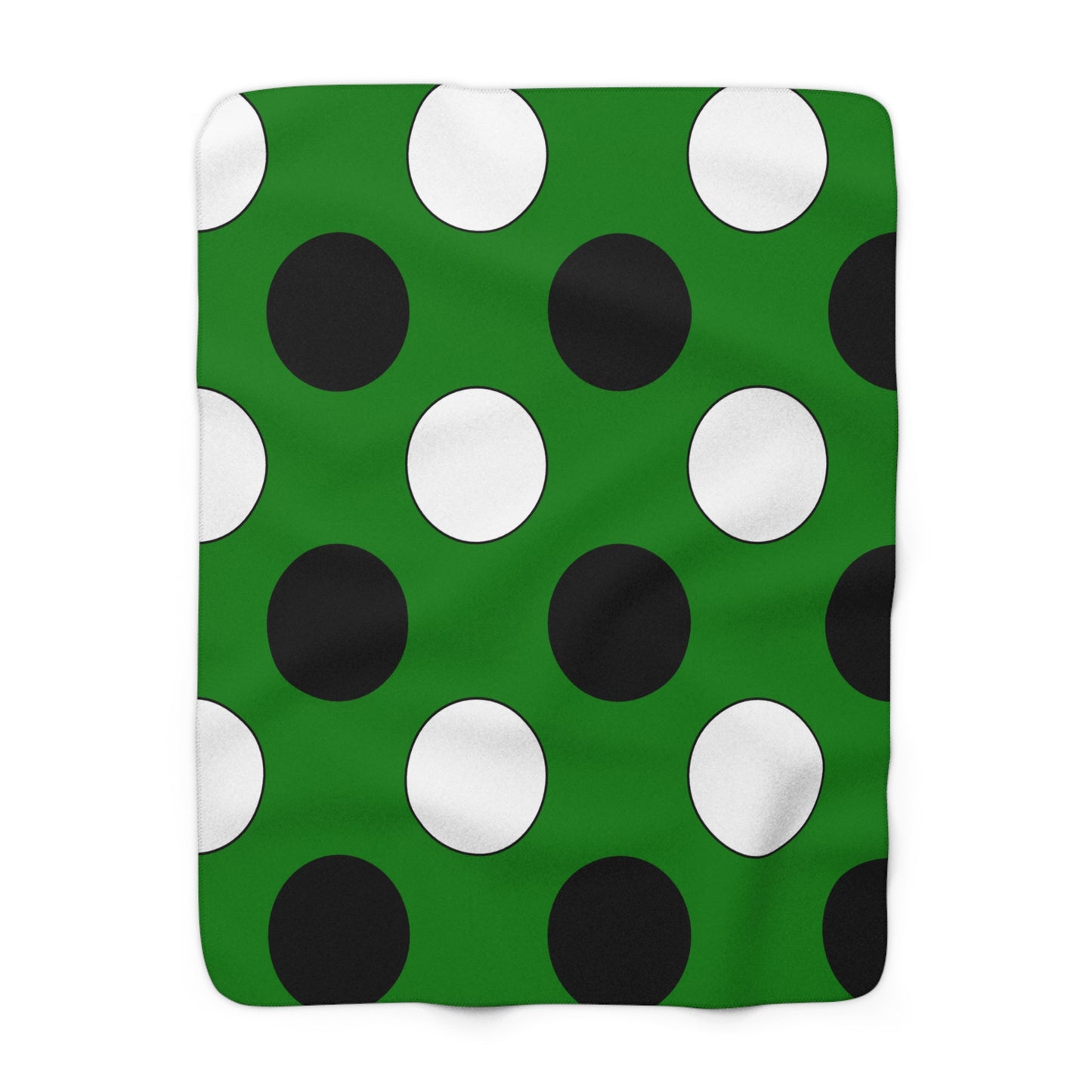 Green, Black, White Retro Polka Dots Blanket Throw