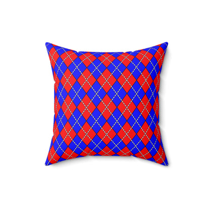 Blue, Red Retro Argyle Cushion Pillow