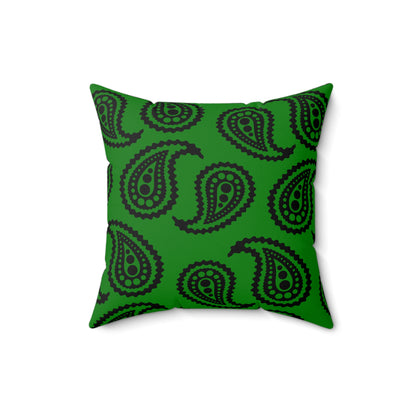 Green, Black Retro Paisley Cushion Pillow