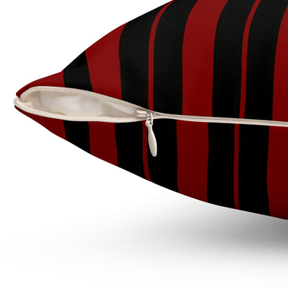 Maroon, Black Retro Stripes Cushion Pillow