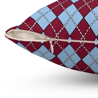 Claret, Blue Retro Argyle Cushion Pillow
