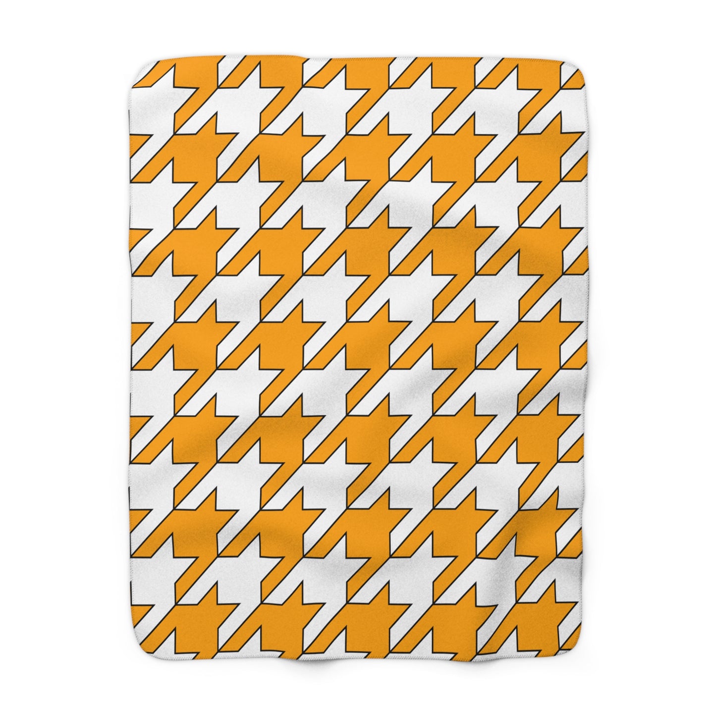 Orange, White Retro Houndstooth Blanket Throw