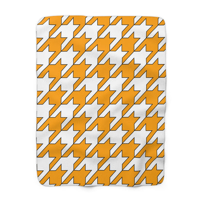 Orange, White Retro Houndstooth Blanket Throw