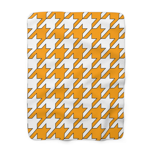 Orange, White Retro Houndstooth Blanket Throw