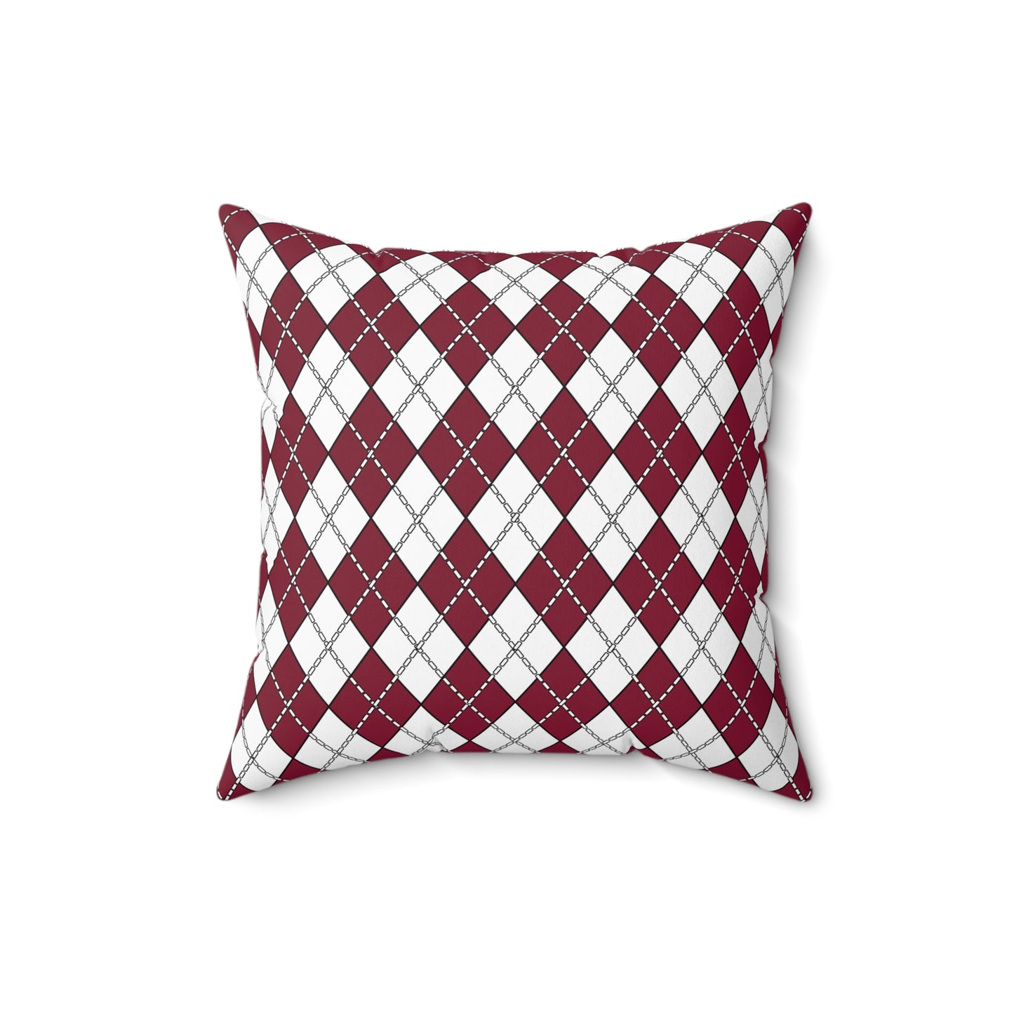 Claret, White Retro Argyle Cushion Pillow