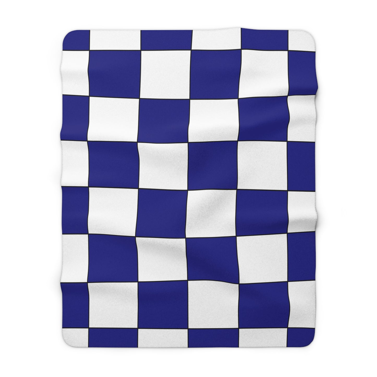 Navy Blue, White Retro Check Blanket Throw