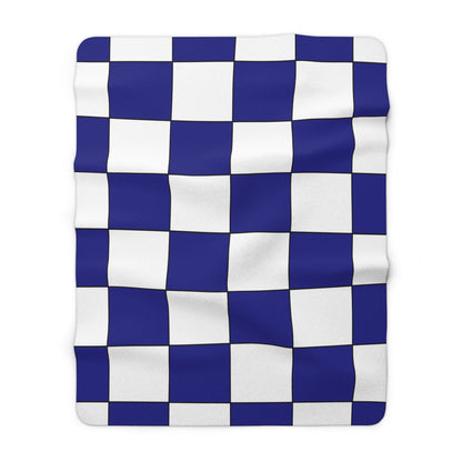Navy Blue, White Retro Check Blanket Throw