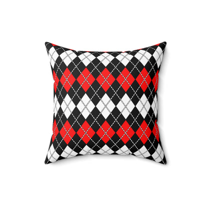Black, White, Red Retro Argyle Cushion Pillow
