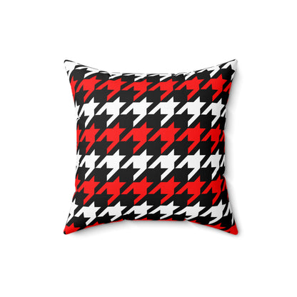 Black, White, Red Retro Houndstooth Cushion Pillow
