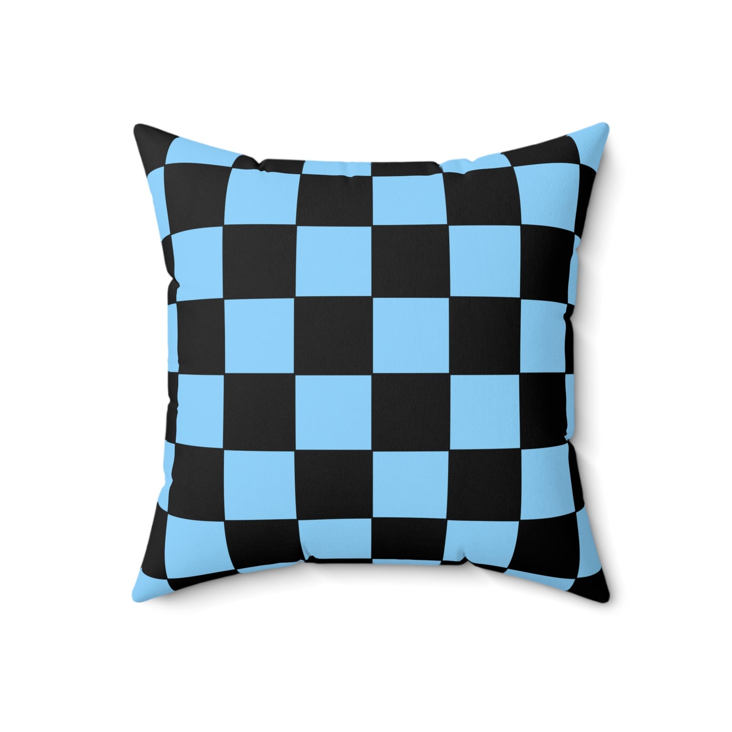 Light Blue, Black Retro Check Cushion Pillow