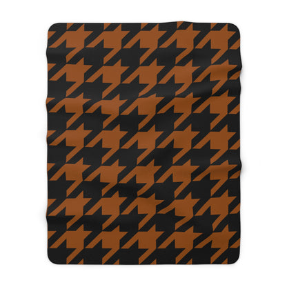 Brown, Black Retro Houndstooth Blanket Throw