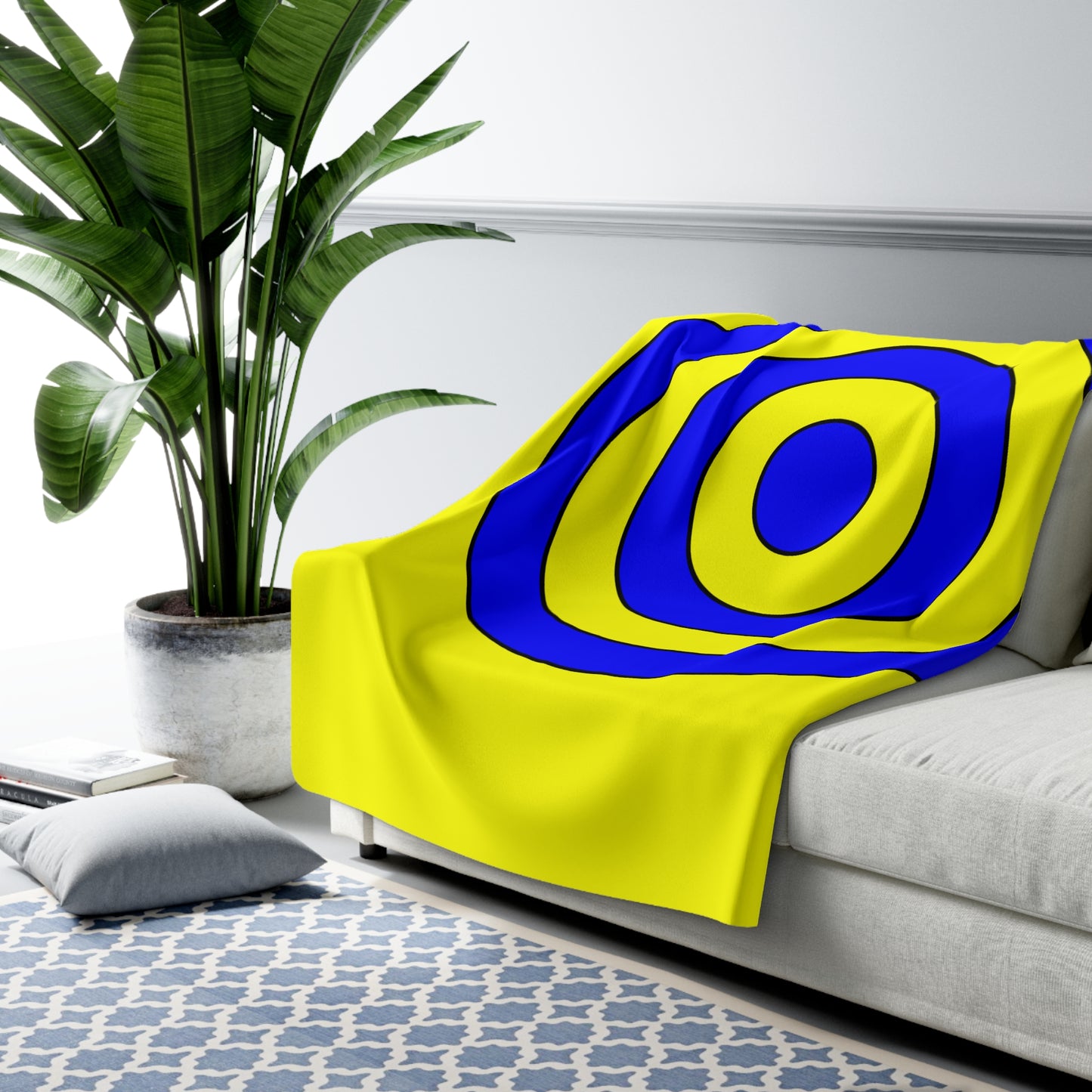 Yellow, Blue Retro Target Blanket Throw