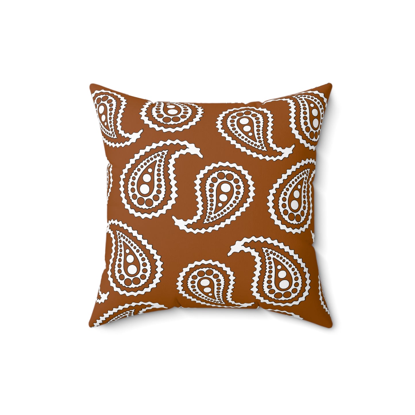 Brown, White Retro Paisley Cushion Pillow