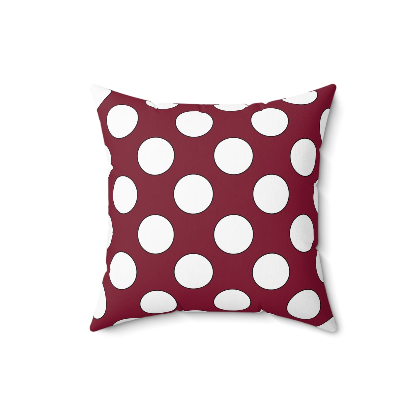 Claret, White Retro Polka Dots Cushion Pillow