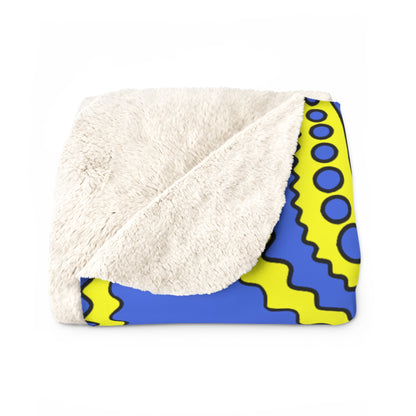 Royal Blue, Yellow Retro Paisley Blanket Throw