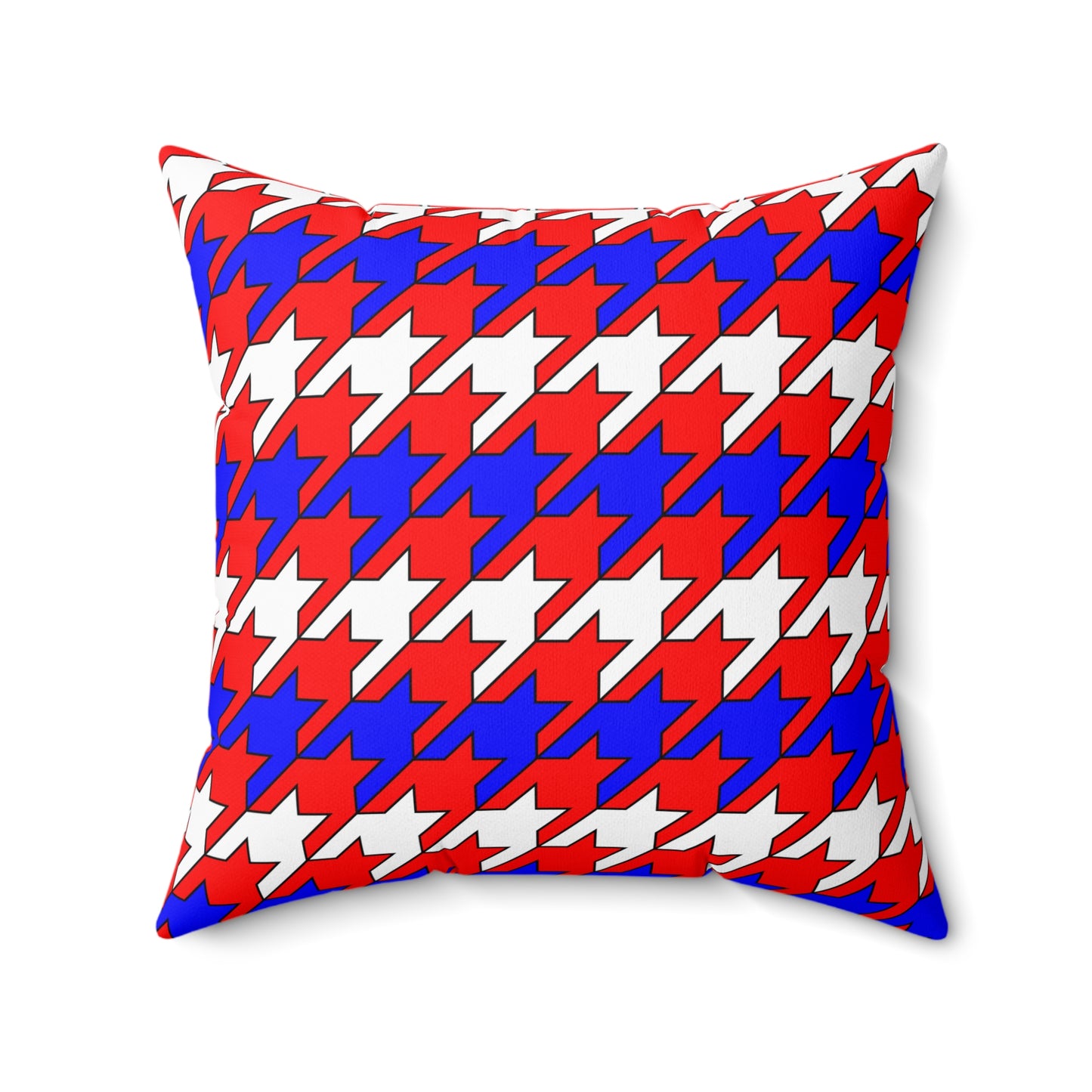 Red, White, Blue Retro Houndstooth Cushion Pillow
