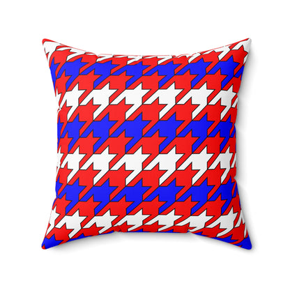 Red, White, Blue Retro Houndstooth Cushion Pillow