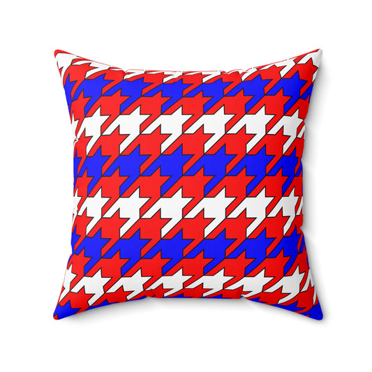 Red, White, Blue Retro Houndstooth Cushion Pillow